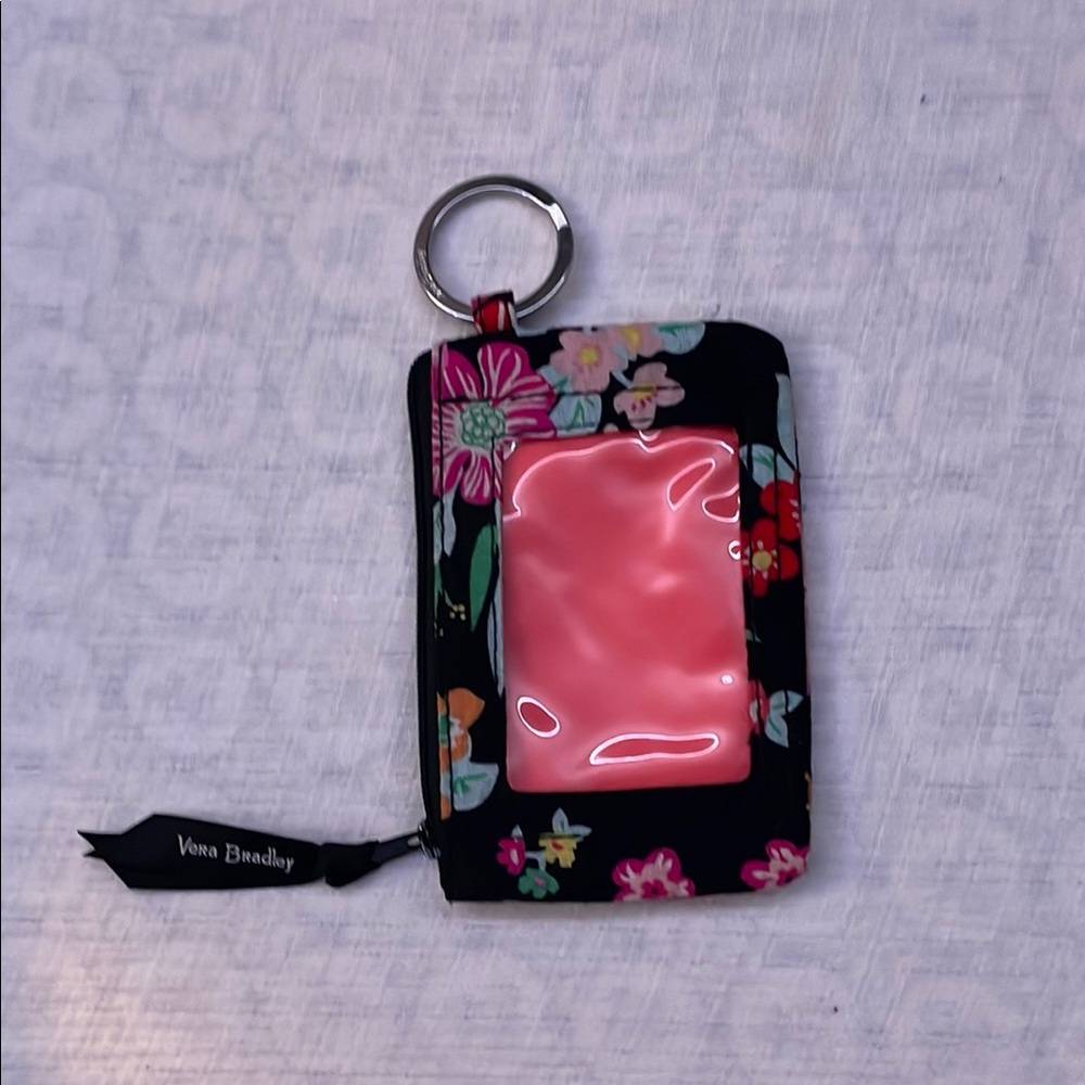 Vera Bradley Black and Pink Floral Card and ID Holder